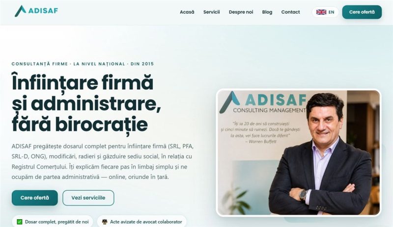 ADISAF - infiintare firma si consultanta, in relatia cu Registrul Comertului, online la nivel national